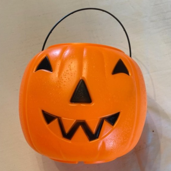 Vtg Norfolk Halloween Pumpkin Blow Mold Pail - Picture 1 of 7